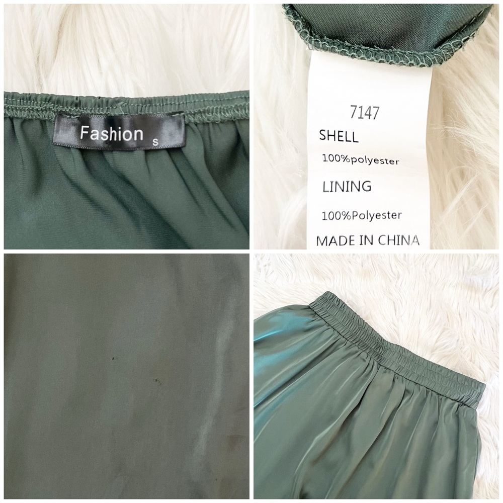 Satin Puff Sleeve Off The Shoulder Top+ Skirt Set S - Picture 8 of 8